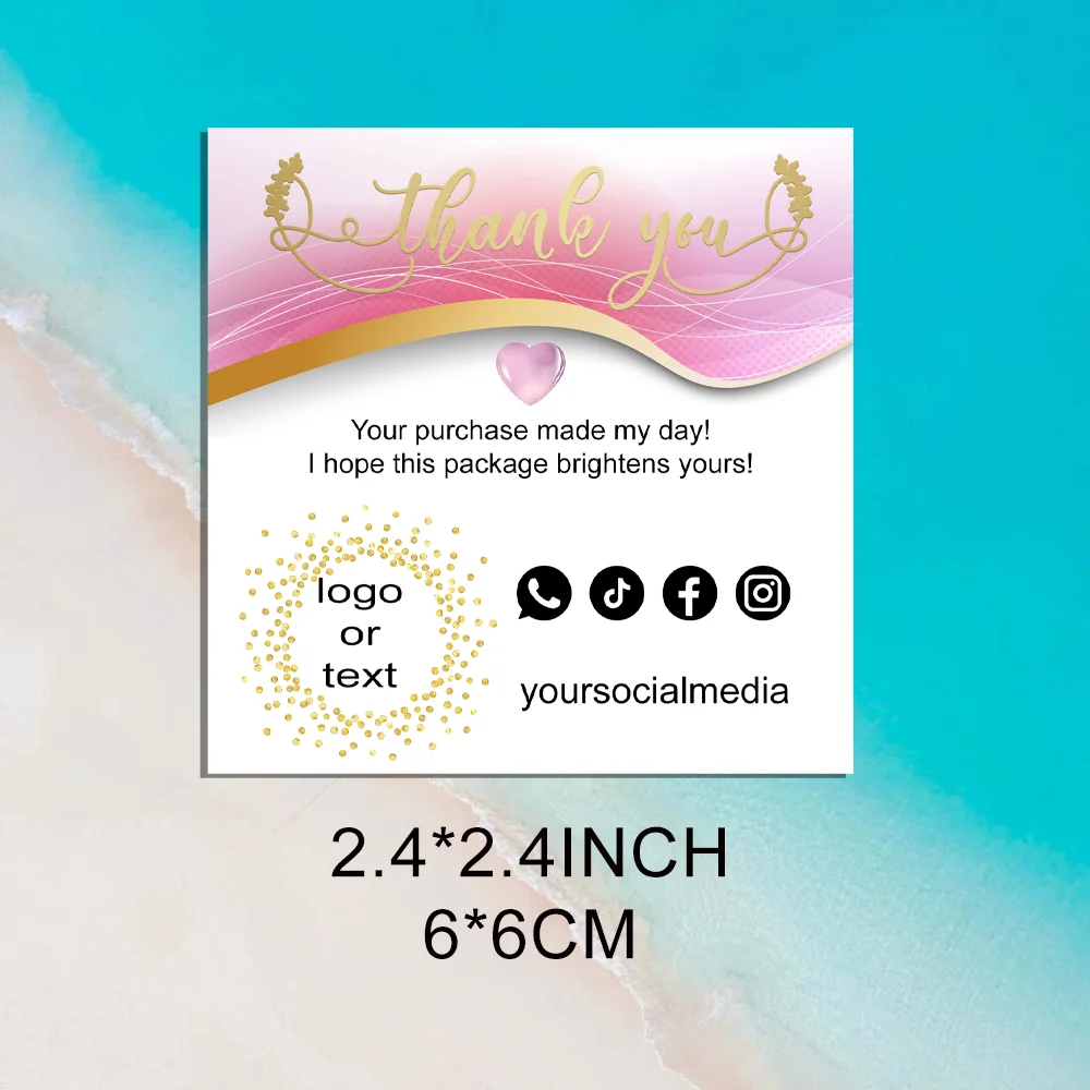 

Custom Mini Rosegold Glitter Business Thank You Insert Card, Add Logo Insert, Car Packaging, Thank You for Your Order
