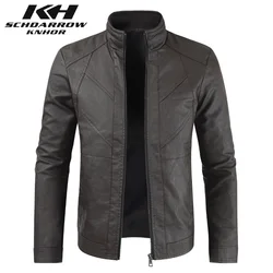 Jaqueta de couro masculina casual para primavera, jaqueta de couro pu para motocicleta com gola alta, roupa para área externa