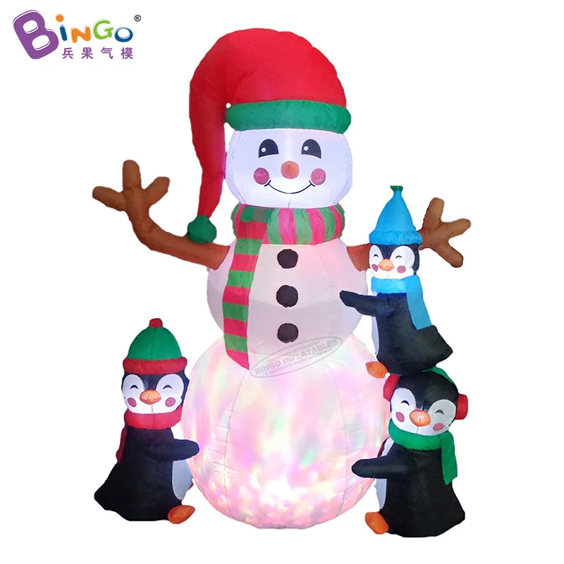 

Customized 3m 10ft Inflatable Christmas Snowman With Little Penguin For Xmas Art Craft Decoration Toys