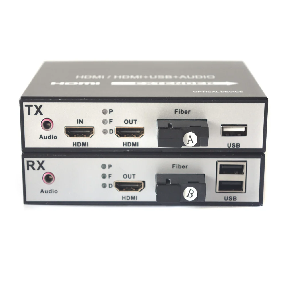 

HDMI Fiber Converter SC, Uncompressed with loop out and KVM over Fiber Optic Singlemode up 20Km,A set, multimode 500m