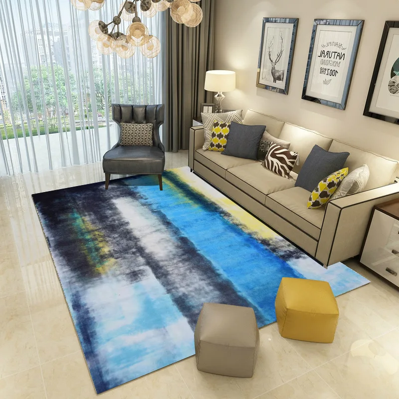 

Nordic Modern Carpet Polyester Rug And Carpets For Livingroom Floor Child Kids Play Mat Bedroom Rugs Ink And Wash Painting Style