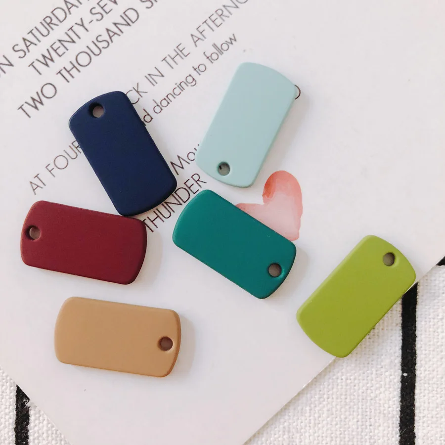 DIY Jewelry Findings 60pcs Rubber Enamel Alloy Pendant Geometry Rectangle Oil Drop Ornament Accessories Necklace Charms 11*20mm