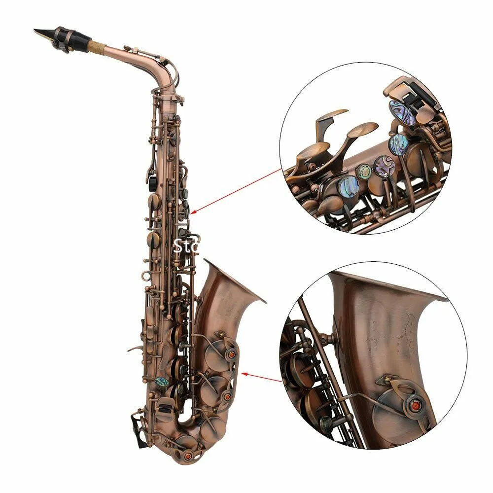 Professional Brand Red Bronze Bend Eb E-flat Alto Saxophone Sax Abalone Shell Key Musical instrument Professional