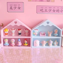 Cute Wooden Desktop Storage Rack for Girls, Pink Cabinet, Cosmetic Rack, Brush Organizer, Home, Bedroom Decoration, Cute Ornamen