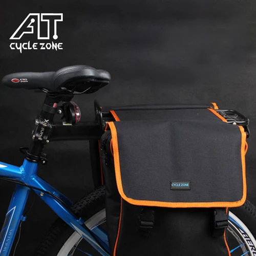 Imagen 2 del producto Bolsa impermeable para asiento trasero de bicicleta, bolsa de viaje con doble bolsa, bolsas traseras para ciclismo al aire libre, bolsas traseras para bicicleta de montaña, gran capacidad, color negro