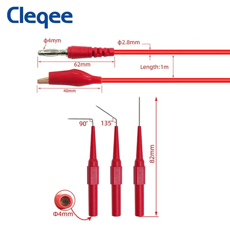 Cleqee P1920 20 قطعة/المجموعة عودة مسبار كيت 4 مللي متر الموز التوصيل إلى التمساح كليب المتر اختبار الرصاص 30V /10A للسيارات أداة