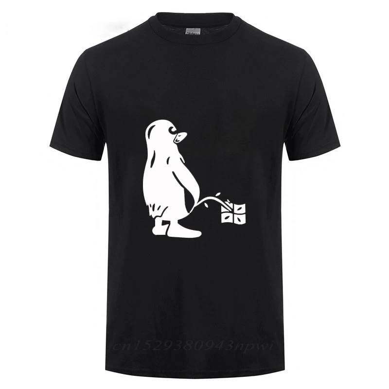 PENGUIN LINUX UBUNTU OZF T Shirt Men Streetwear Casual Loose Short Sleeve Round Neck Cotton Funny T-shirt Summer Tops Tee Tshirt