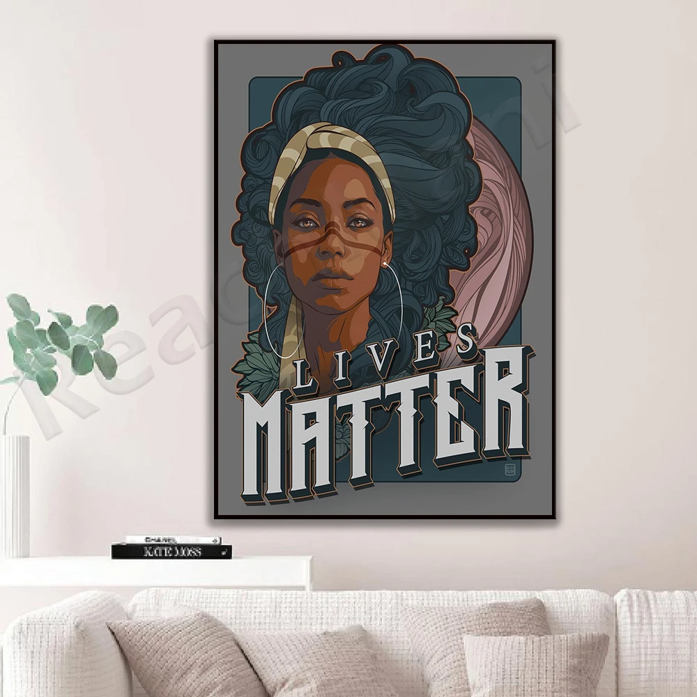 I live very important Nordic art black woman canvas canvas painting wall home decoration canvas poster