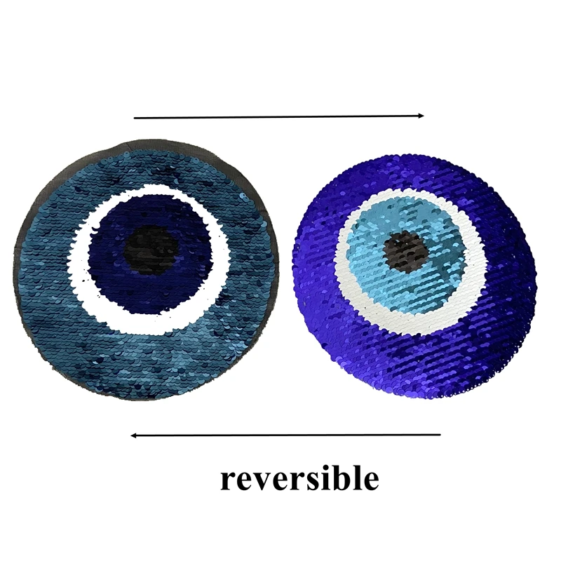 reversal sequined eyeball patch IRON sew on eye blue EYE patch SEWING ACCESSORY FABRIC STICKERS DIY HANDWORK PATCHWORK BLUE EYE