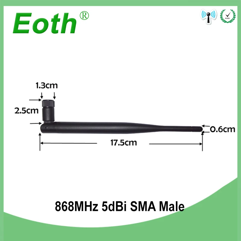 Imagem -04 - Eoth 10 Peças 868mhz Antena 5dbi Sma Macho 915mhz Lora Antena Pbx Iot Módulo Lorawan Receptor de Sinal Antena Alto Ganho