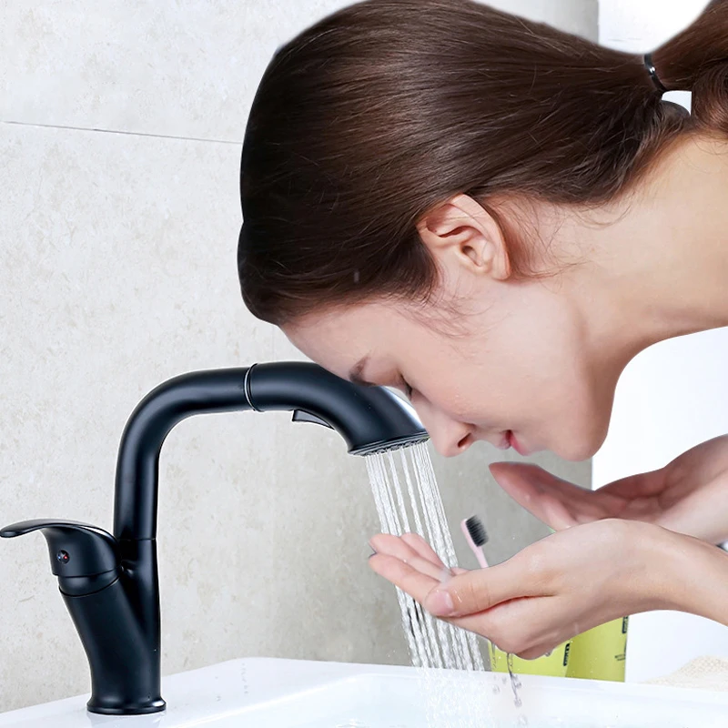 اللمس صنبور الحمام ارتفاع قابل للتعديل الانسحاب بالوعة الحنفية الأسود النحاس سحب الاستشعار غريفو حوض Mitigeur الاغتسال سال دي باين #3