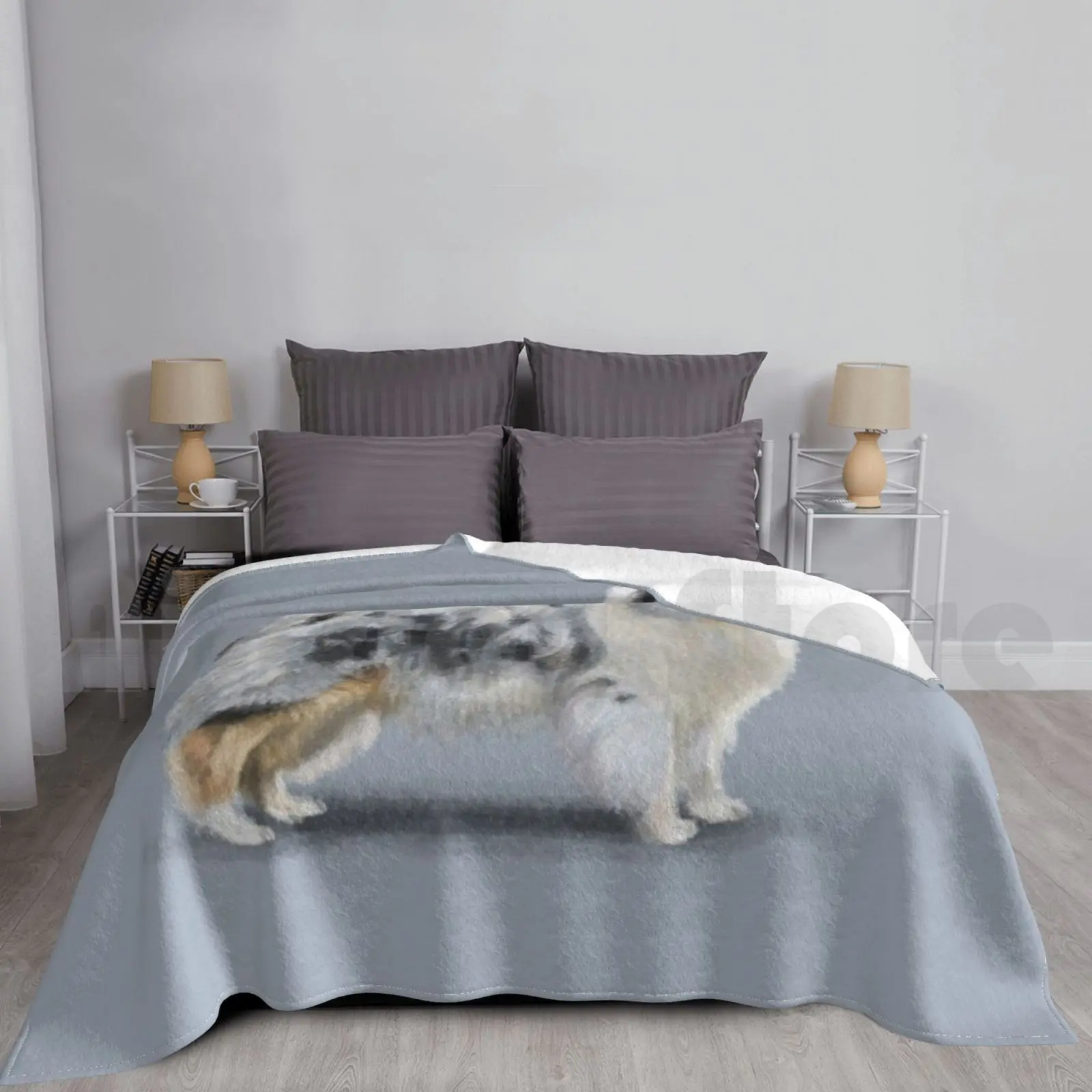 Manta Merle Rough Collie para sofá cama, pestañas de viaje, Collie Rough Collies, perros, razas, perrera Kc