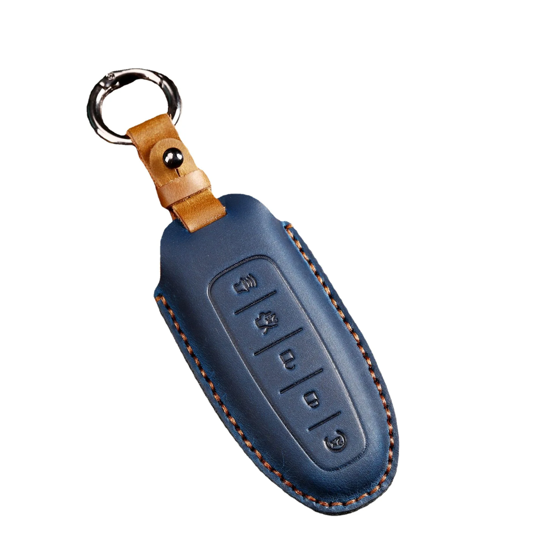 Leather Car Key FOB Case Cover For For Ford Edge Escape Flex Explorer Taurus 5button