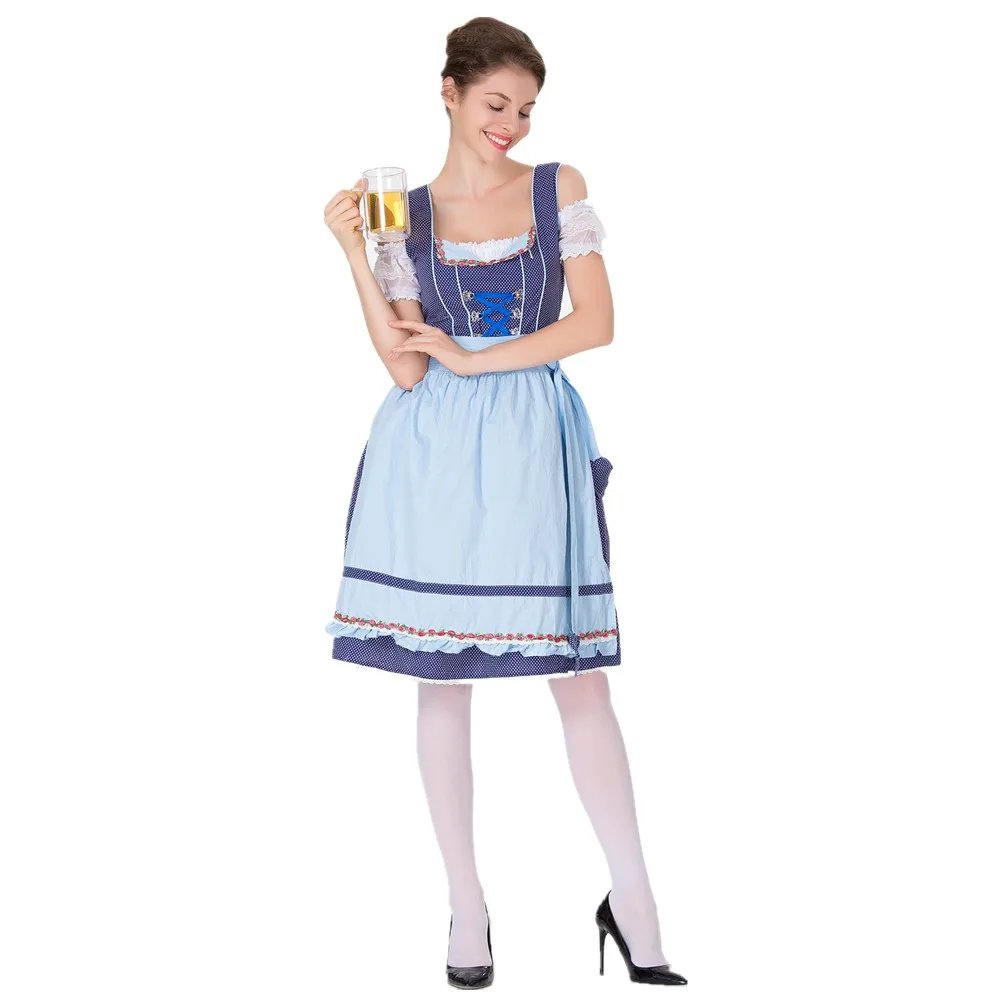 

Germany Ladies Oktoberfest Beer Girl Dirndl Dress Halloween Bavaria Party Traditional Wench Maid Beer Costume