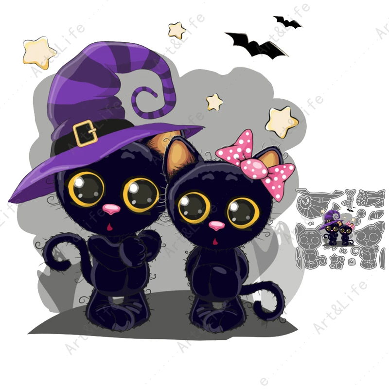 Halloween Black Cat 2022 Metal Cutting Dies Hot New Animal Stencils for Making Scrapbooking Album Embossing Stamp and Cut Die