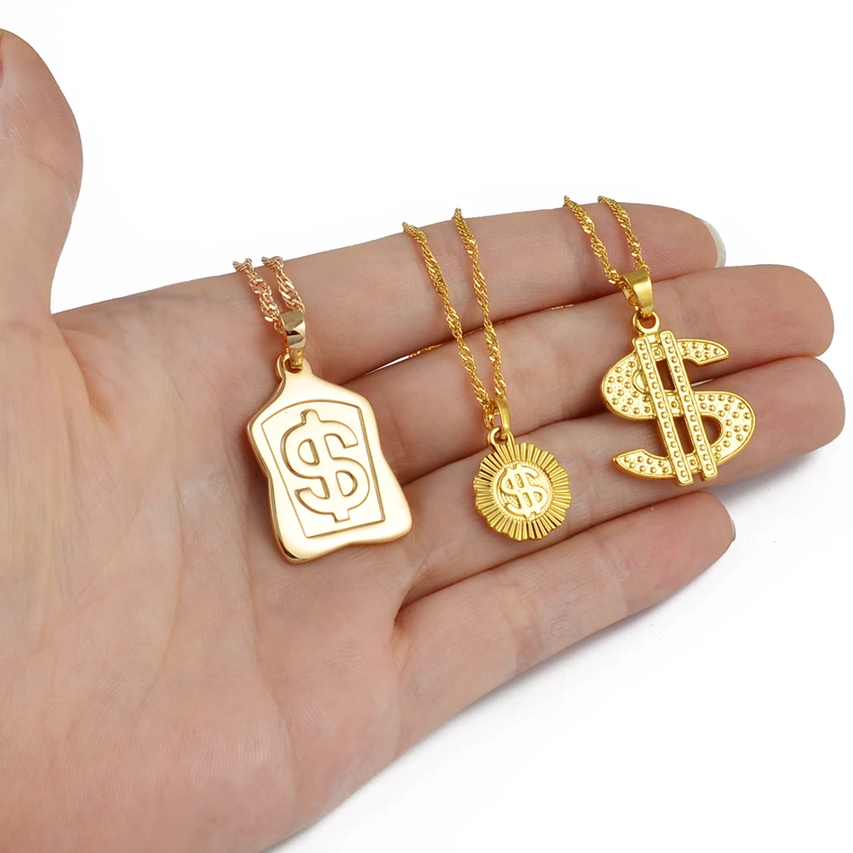 Anniyo $ Money Wealth Symbol Pendant Necklaces Women Hip-hop Chain Necklace Jewelry Wedding Party African Ornaments @@011109