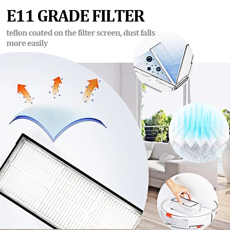 Filter Hepa untuk Xiaomi untuk Roborock MI Vakum-pel S7 T7S T7S Plus Aksesori Pembersih Sikat Kain Pel Tas Debu Suku Cadang