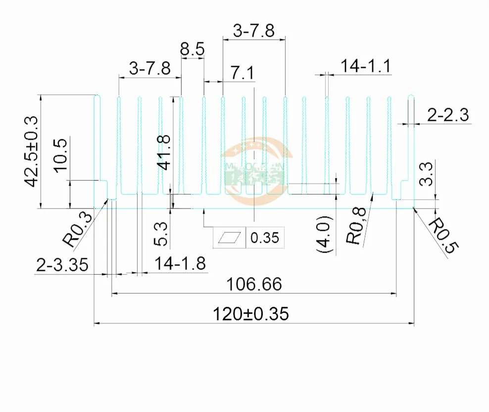 Aluminum profile heat sink 120*120*43MM power amplifier radiator heat sink plate aluminum block for power supply board pcb pcba