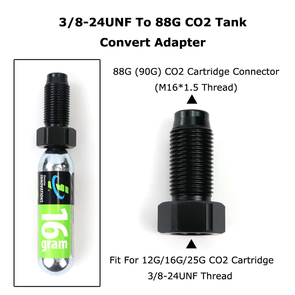 

New 3/8-24UNF CO2 Cartridge Cylinder to 88G CO2 Cartridge Thread (M16*1.5) Adapter Convert Adapter