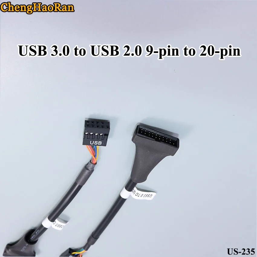 ChengHaoRan 2 шт./лот USB 3,0 к USB 2,0 адаптер Кабель USB 3,0 19P/20P к 9P USB 2,0 Рядовая шина