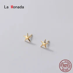 La Monada Minimalist Sterling Silver Stud Earrings Women Star Starfish Fine In 925 Silver Jewelry Woman Earrings Stud Silver 925