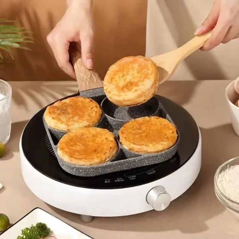 

4 Hole Frying Pot Pan Thickened Omelet Pan Non-stick Egg Pancake Steak Pan Cooking Egg Ham Pans Breakfast Maker Kitchen Cookware