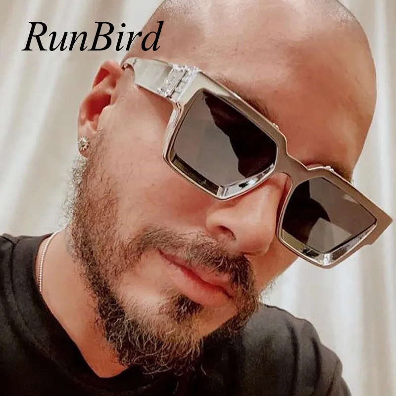 

RunBird Retro Square Sunglasses Women Brand Designer Summer Styles Candy Colors Fashion Silver Mirror Shades Men UV400 5529