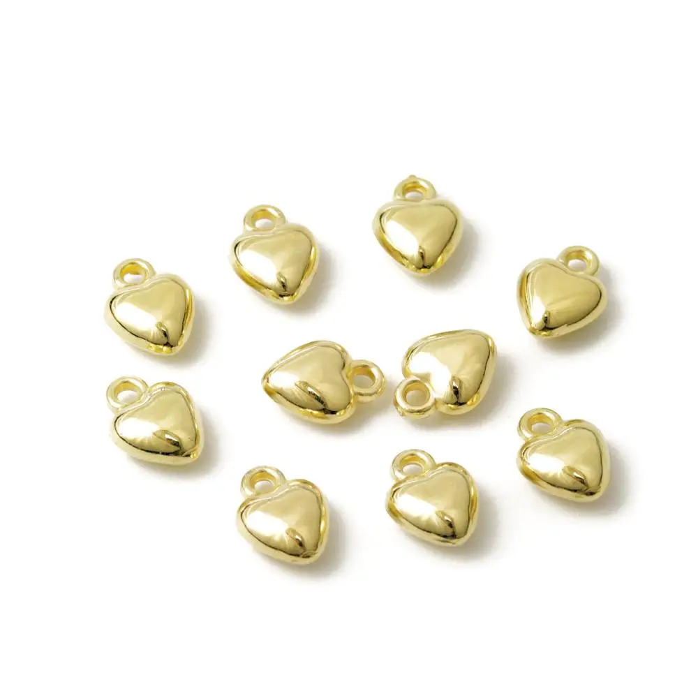 100pcs/lot 10x8mm Gold Color CCB Heart Charm Pendant Beads With Hanging for Bracelet Necklace DIY Jewelry Making Wholesale