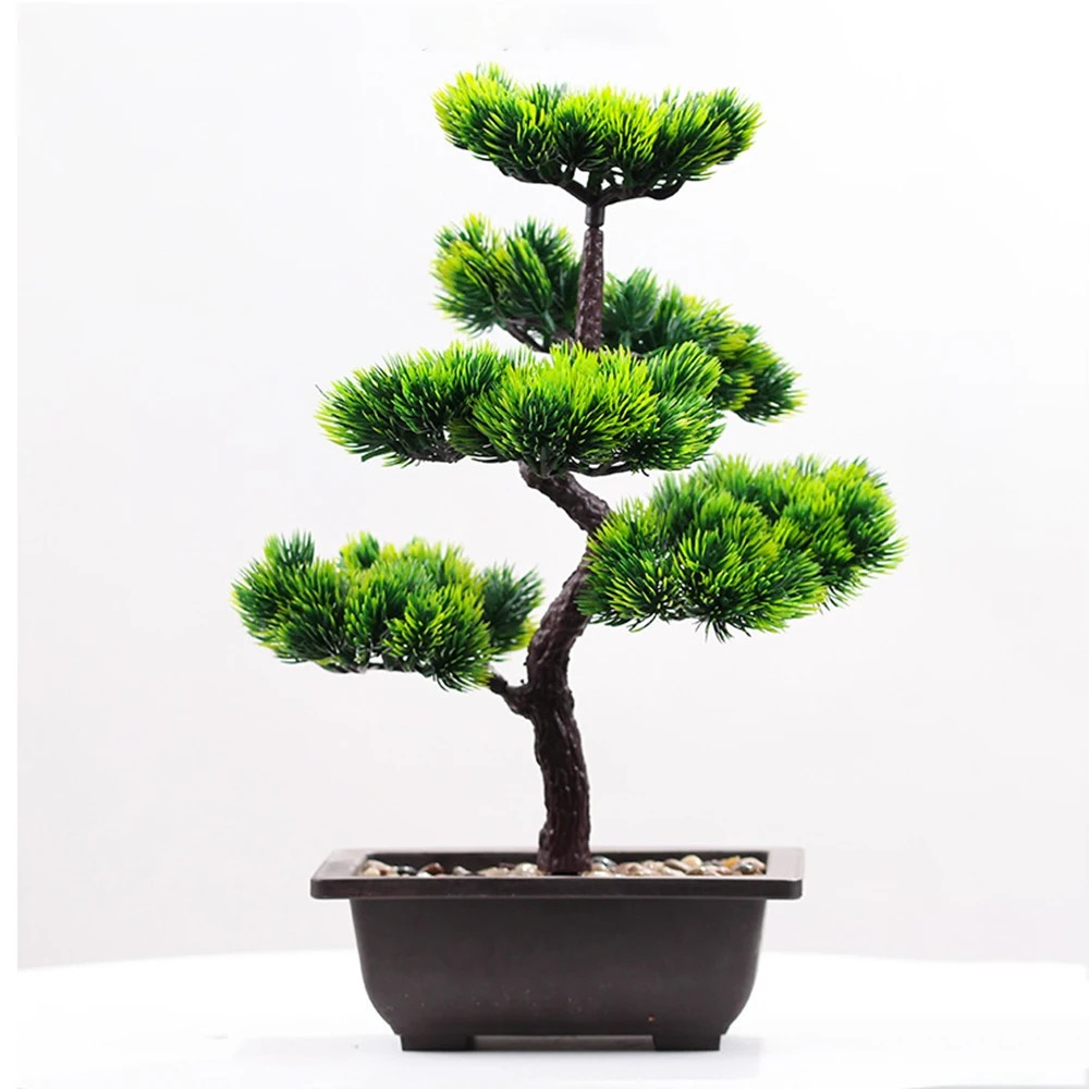 Tanaman Buatan Pinus Kecantikan Pohon Pinus Phoenix Imitasi Tanaman Pot Bonsai Manusia Hidup Kantor DIY Festival Dekoratif Hadiah Dekorasi Rumah