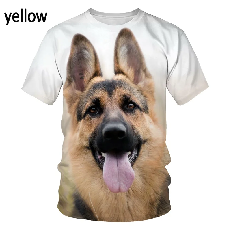 Unisex Funny 3D Printed Dog T-shirt Fashion Men/Women Black German Shepherd Inside Pocket Tops