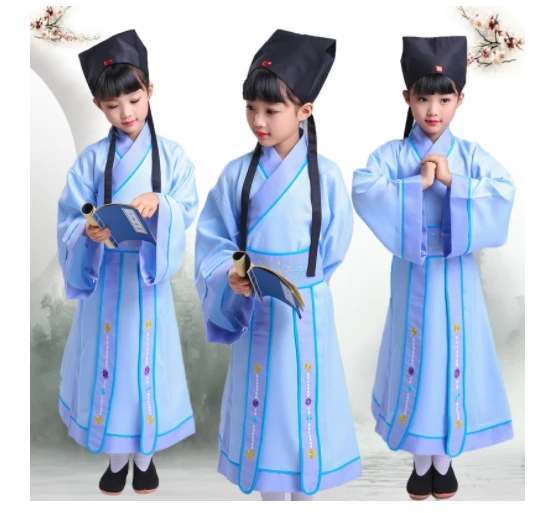 

Talented person Hanfu three-character china girl boy adult performance costume ancient chinese national student Cosplay Costumes