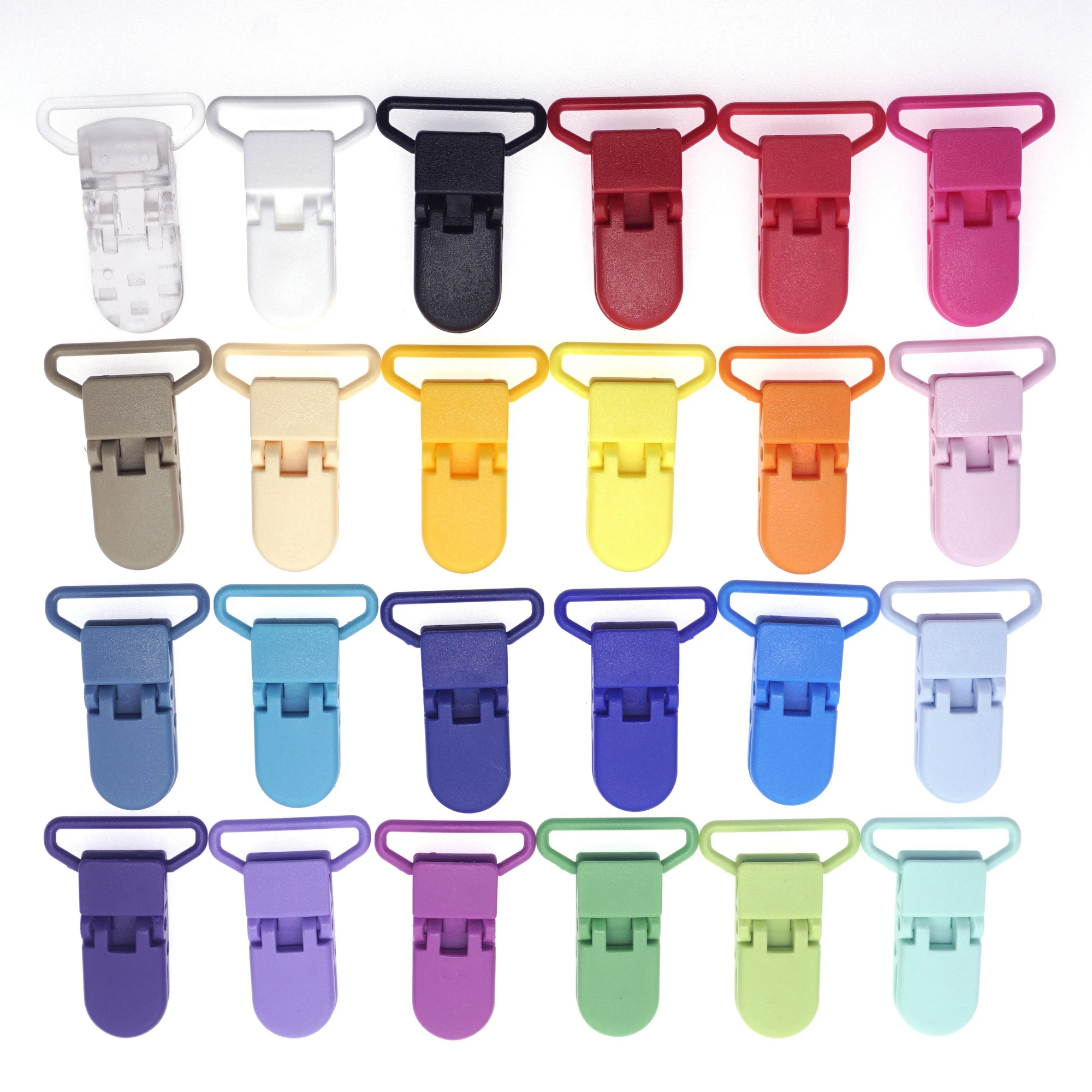 

Sutoyuen 500pcs 25mm Plastic Buckle Suspender Clip Baby Plastic Pacifier Clip Dummy Man Soother Bib Toy Binky Holder