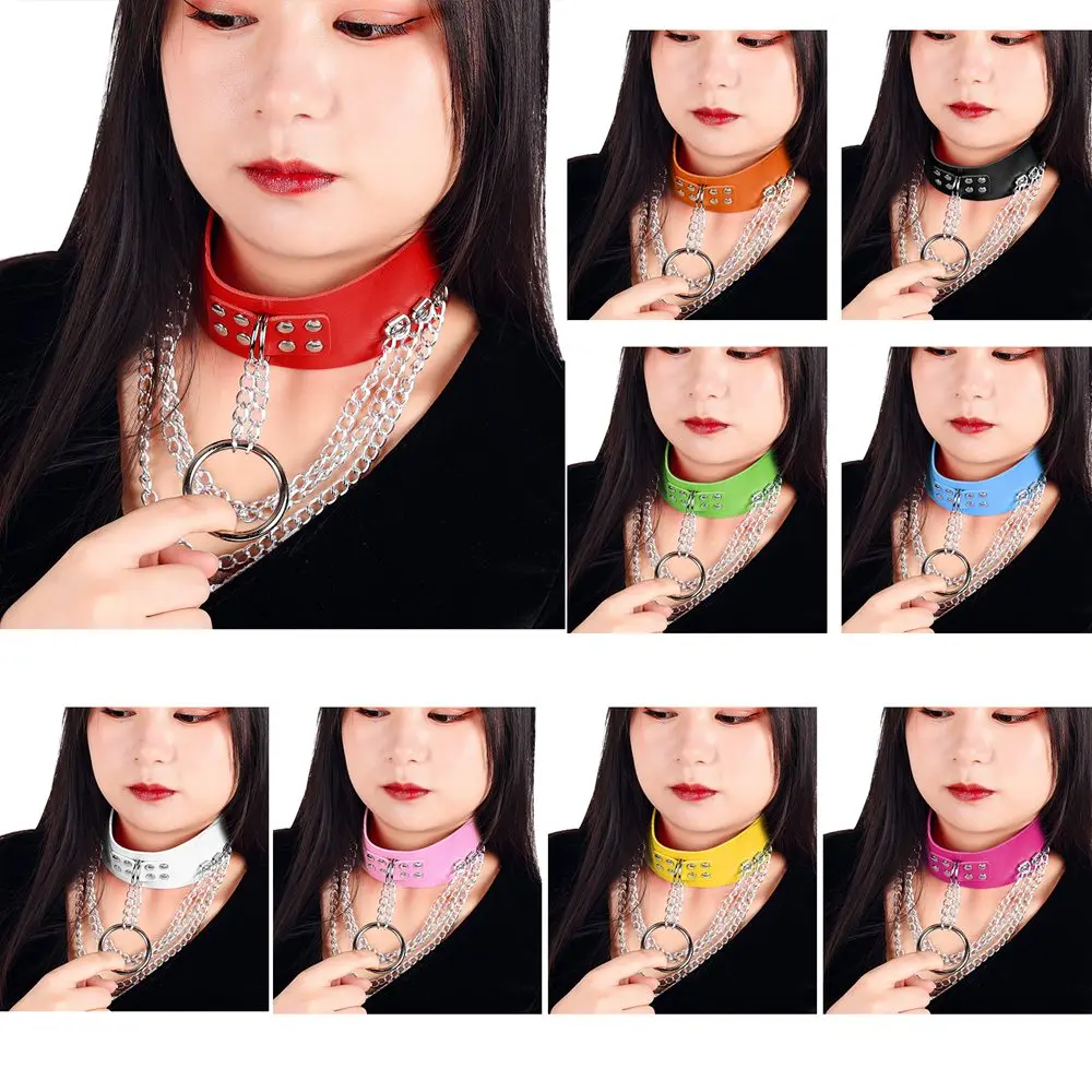 

Emo Choker With Spikes Collar Women Man Harness Leather Necklace Chain Jewelry On The Neck Punk Aesthetic Gothic Accessories