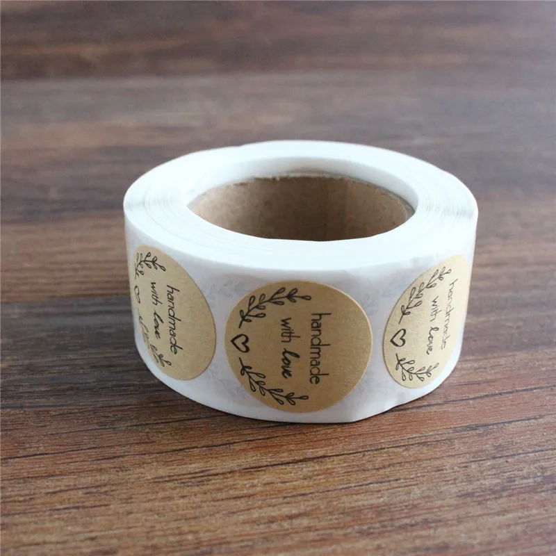 Craft stickers 1 inch 500pcs per roll handmade with love rural gift package labels envelop seals