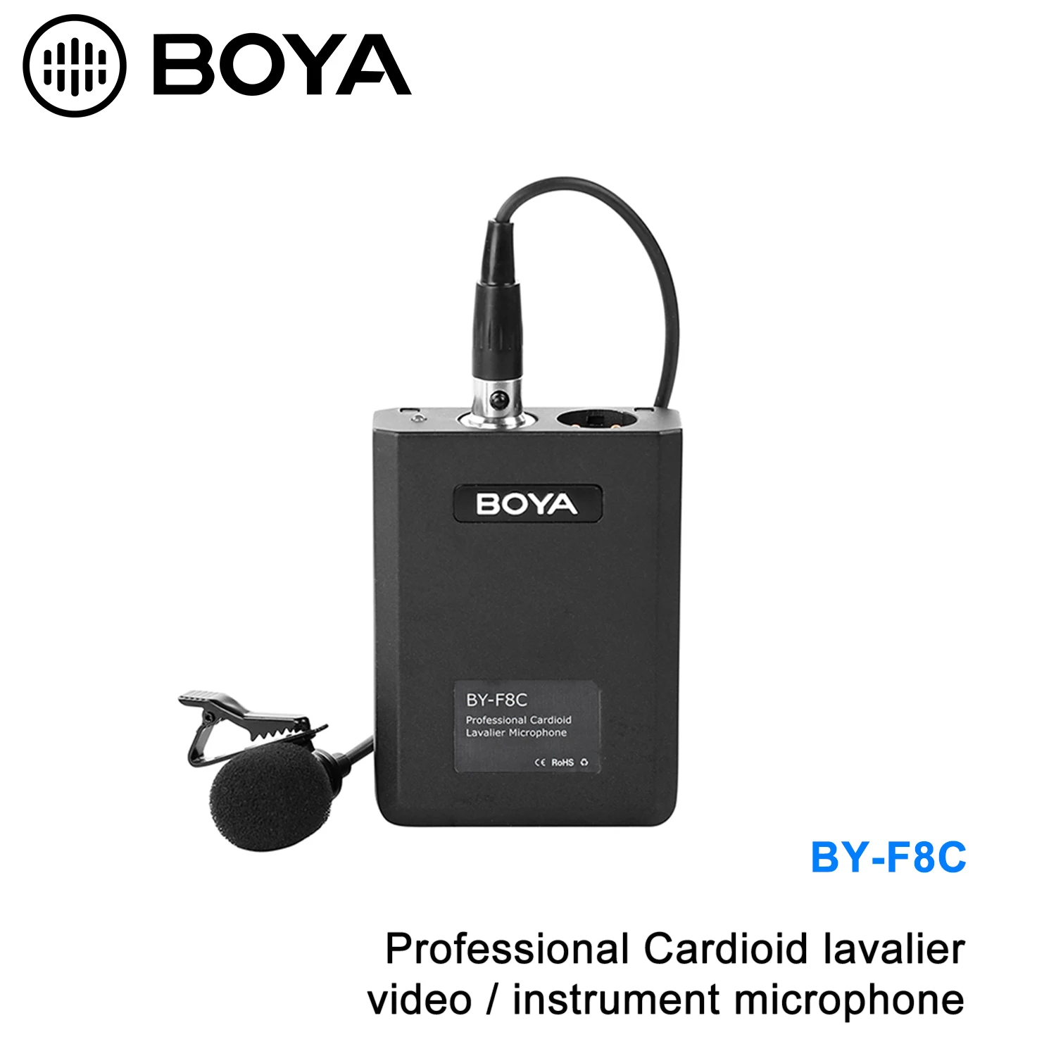 Imagem -02 - Boya By-f8c Profissional Xlr Cardióide Lavalier Microfone para Câmera Dslr Sony Panasonic Filmadora Vocal & Acústico Guitarra Vídeo