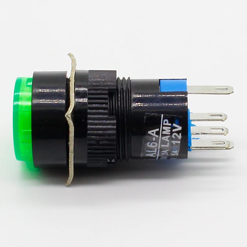 16mm DC 6V 12V 24V 220V LED Push Button Switch Blue Green Red Yellow White lamp Fixed Pushbutton Switches Latching Push On Start