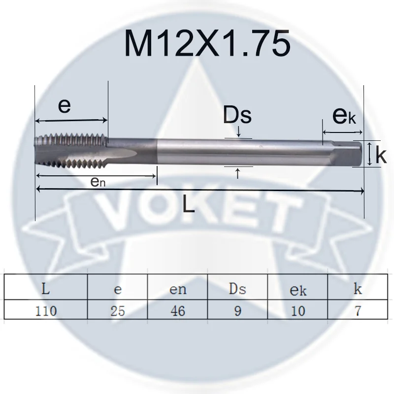 VOKET HSS DIN371 rubinetto a punta a spirale M2 M2.5 M3 M4 M5 M6 M8 M10 M12 X0.4 X0.45 X0.5 X0.7 X0.8 X1 X1.75 rubinetti filettati a vite