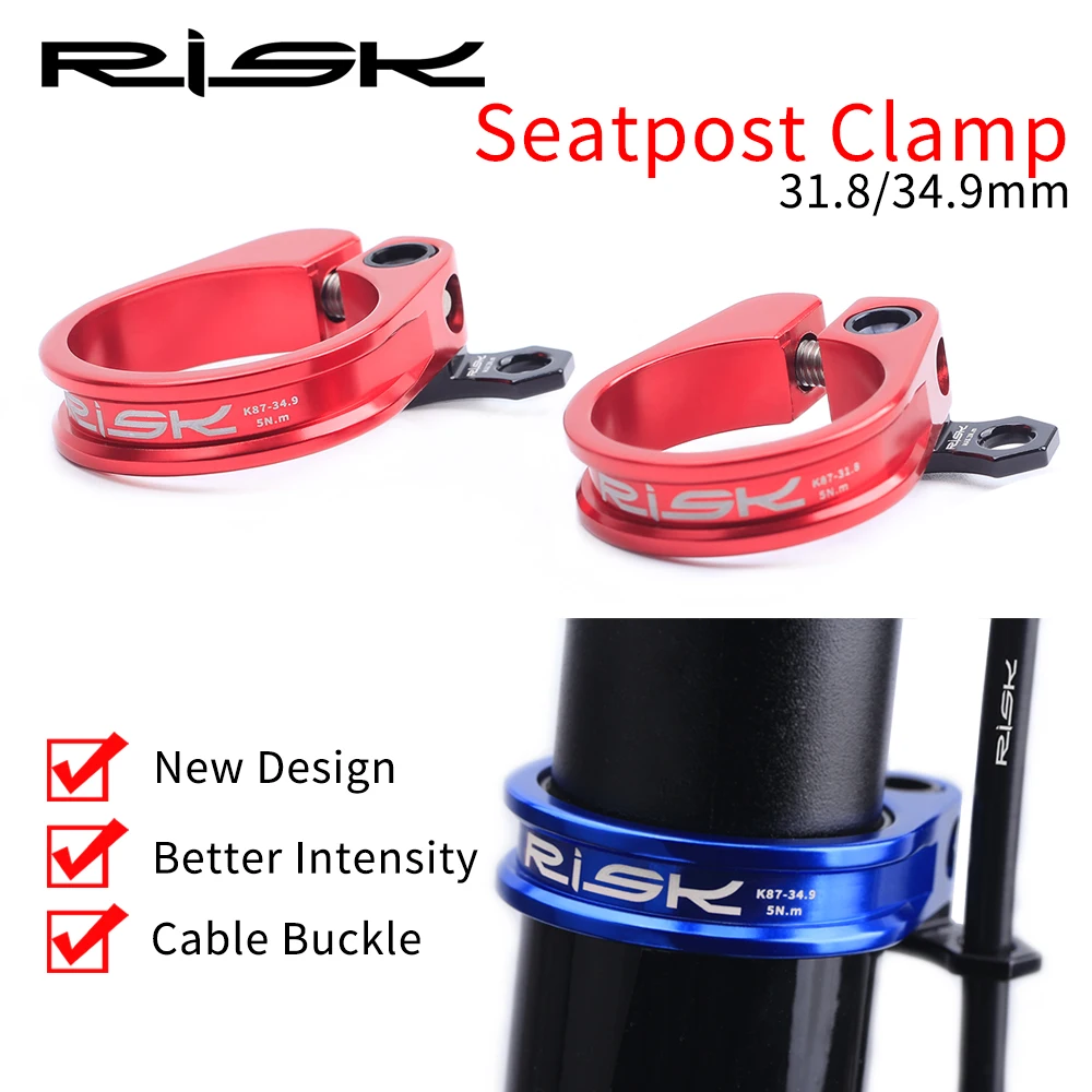 RISK K87 31.8mm 34.9mm Aluminum Alloy Road Mountain Bicycle Bike Seat Post Seatpost Clamp with Titanium Bolt
