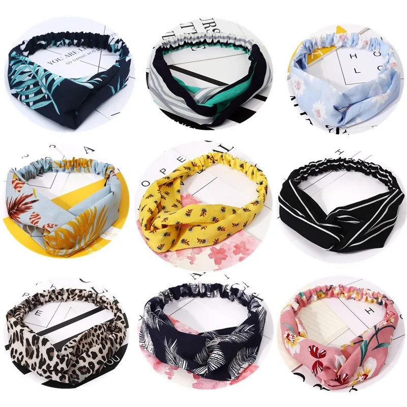 Women Girl Summer Hair Bands Soft Cross Turban Hairband Women Hair Accessories Girls Headband Fabric Floral HairBand Ladies Hoop