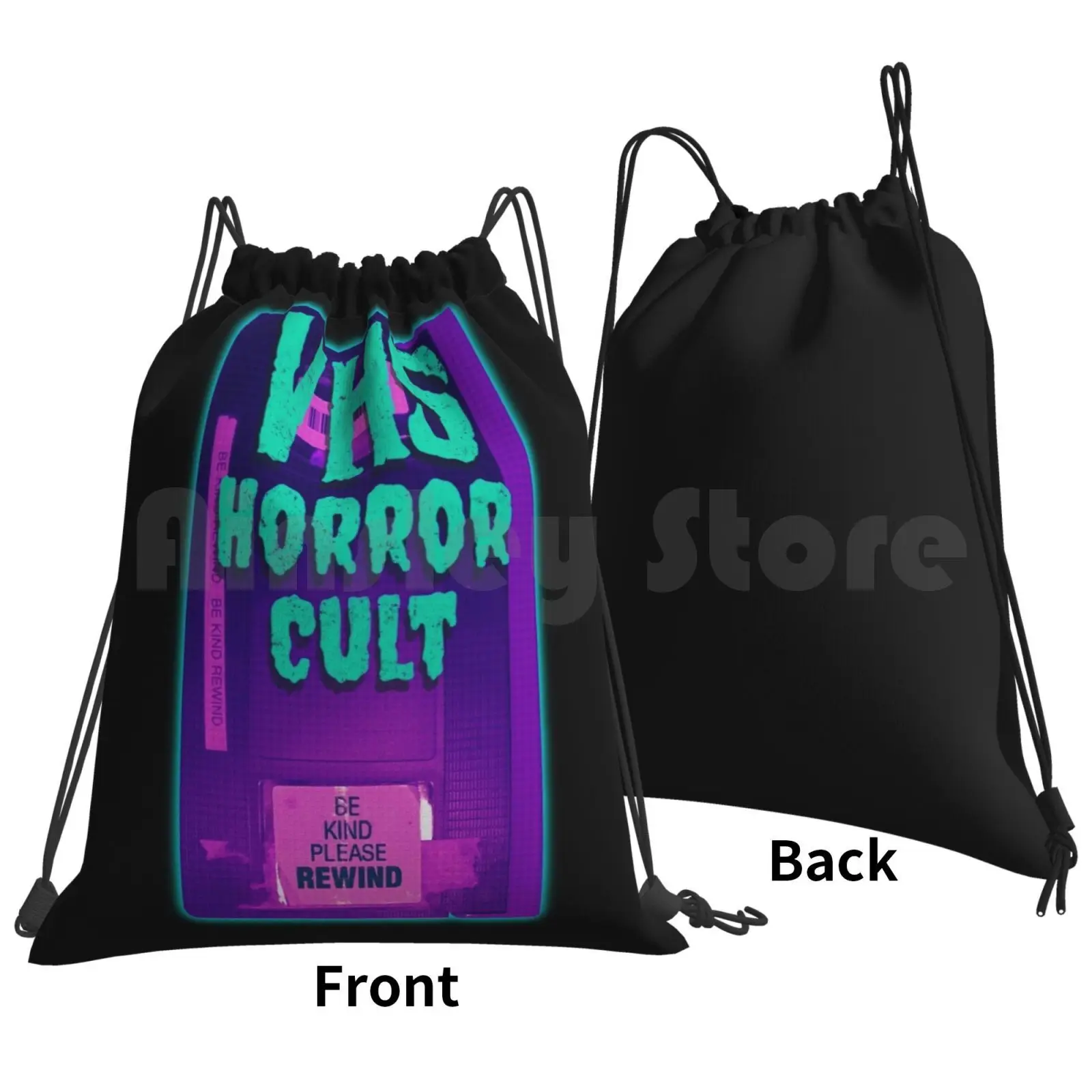 Retro Vhs Horror Cult Movie Fan Backpack Drawstring Bag Riding Climbing Gym Bag Horror Cult Movies Vhs Movies 1980s Movies