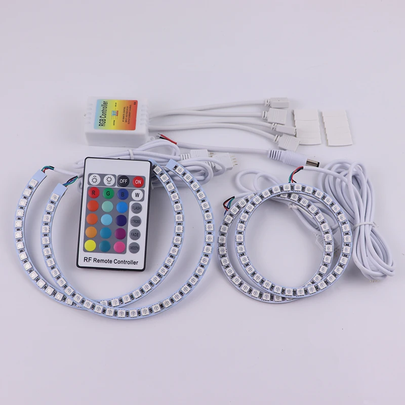 For BMW 1 Series E81 E82 E87 E88 halogen Headlight 16 colors RGB Angel Eyes LED  Rings RF Wireless Control DRL