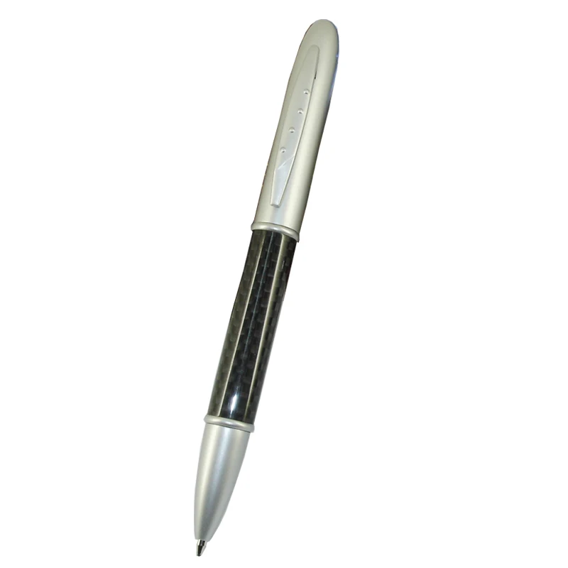 

ACMECN Newest Luxury Carbon Fiber Ball Pen Classic Rotating Version Silver & Black Fiber Ballpoint Pen School Writing Stationery