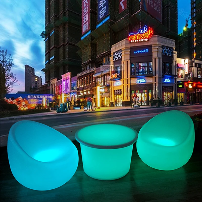 Promotional outdoor coffee table, bar, entertainment table, luminous furniture, leisure table and chair, LED round sofa