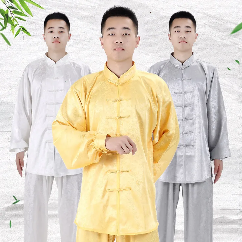 

Kung Fu Martial Arts Uniforms Women Men Silk Tai Chi Clothing Long Sleeve Wushu Suit Outdoor Walking Morning Sprots Top+pants