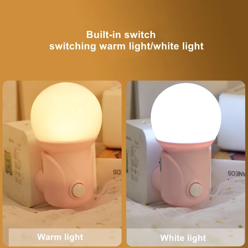 LED Plug-in Night Light 2-color Baby Nursing Eye Sleep Light Bedroom  Socket Lights Energy Saving Cute Corridor Lamp Balcony