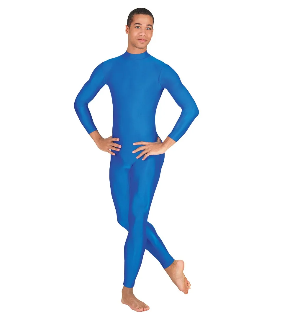 Speerise Adult Unisex Mock Neck Long Sleeve Unitard Men Spandex Unitards Bodysuit Full Length Gymnastics Dance Wear