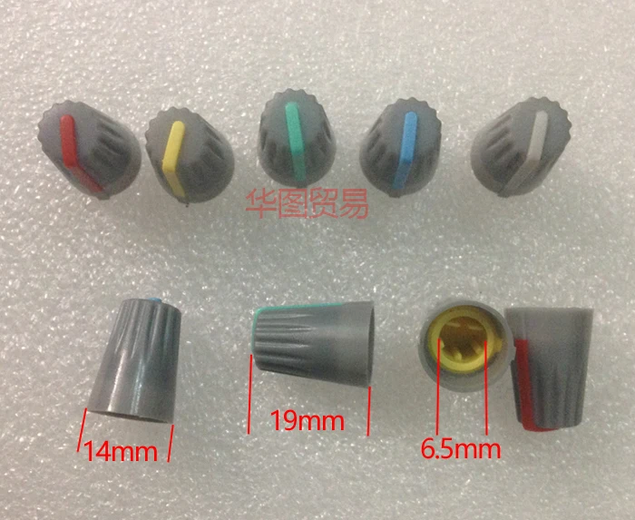 40pcs Soundcraft Mixer Effect Knob Cap / D Hole Half axle 270 degrees Light Gray DJ Knob Red Yellow Blue Green White