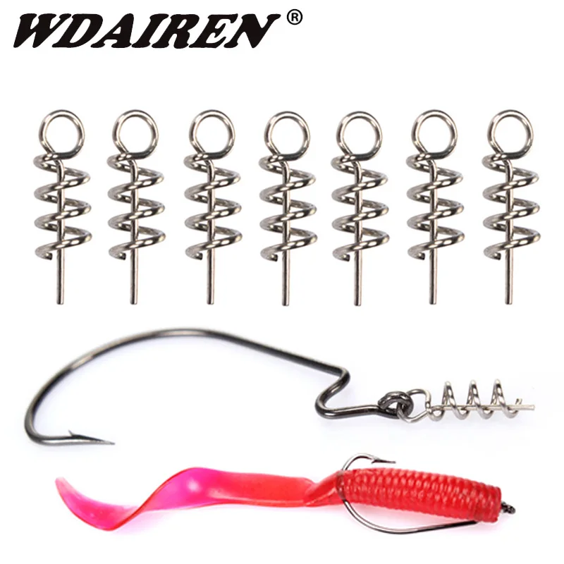 

50or100pcs/Lot Soft Bait Fishing Hook Spring Centering Pins Fixed Latch Needle Stainless Steel Twist Crank Lock for Lure Tools