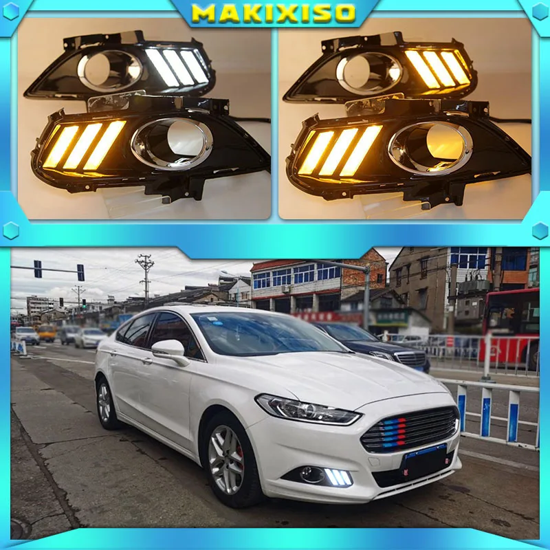 

Для Ford Mondeo Fusion 2013 2014 2015 2016, динамический Желтый поворотный сигнал, реле, водонепроницаемая автомобильная лампа DRL, светодиодсветодиодный дневные ходосветильник