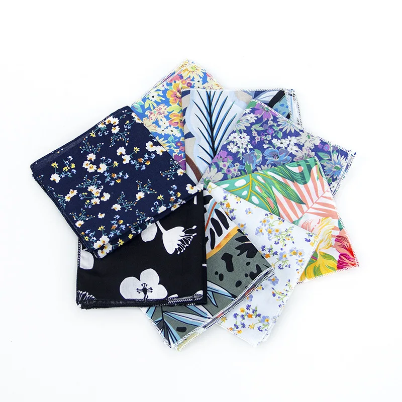 ยี่ห้อใหม่สไตล์ผู้ชายผ้าฝ้ายผ้าเช็ดหน้าผ้าพันคอ Vintage ดอกไม้ Hankies บุรุษพ็อกเก็ตสแควร์ผ้าเช็ดหน้า Rose ดอกไม้ Paisley